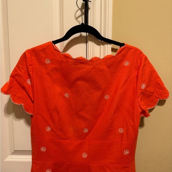 Coldwater Creek Dress Orange White Embroidery Size 8 - Picture 8 of 9